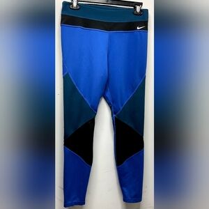 Nike Leggings Blue Black Tricolored Workout Running Pants Size Large